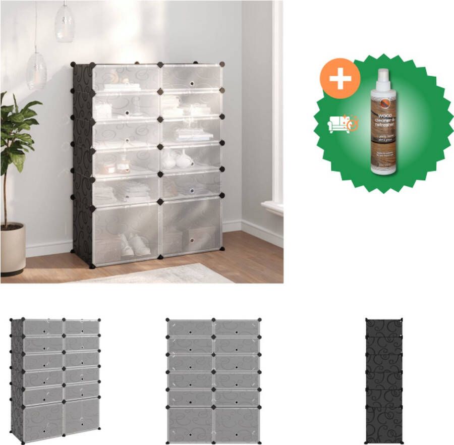 VidaXL Opbergrek Schoenenkast Groot Zwart 94 x 37 x 125 cm (L x B x H) PP Staal Schoenenkast Inclusief Houtreiniger en verfrisser