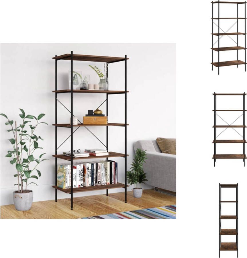 VidaXL Opbergrek Opbergrekken Opbergkast Opbergkasten Opbergrek 5-laags 80x40x163 cm zwart en donkerhoutkleurig