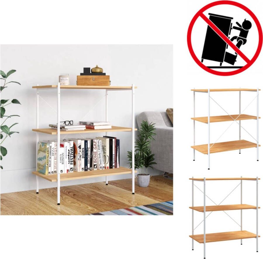 VidaXL Opbergrek Opbergrekken Opbergkast Opbergkasten Opbergrek 3-laags 80x40x92 cm wit en eikenkleurig