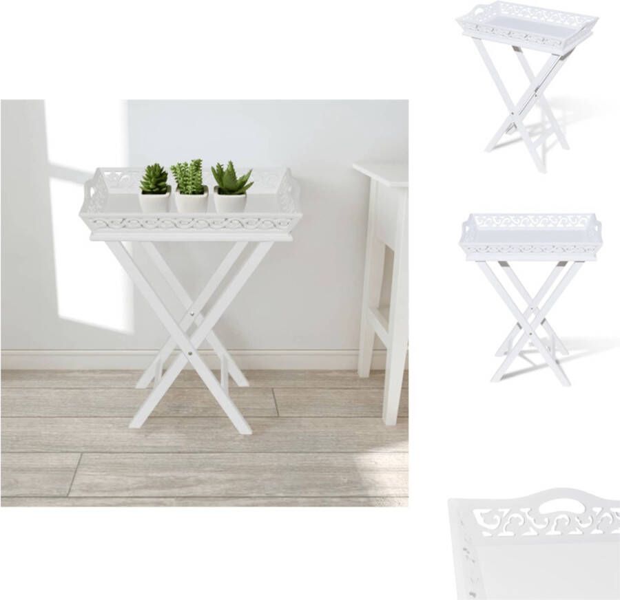 VidaXL Bijzettafel Bijzettafels Bijzet Tafel Bijzet Tafels Bijzettafeltje met blad wit - Foto 3