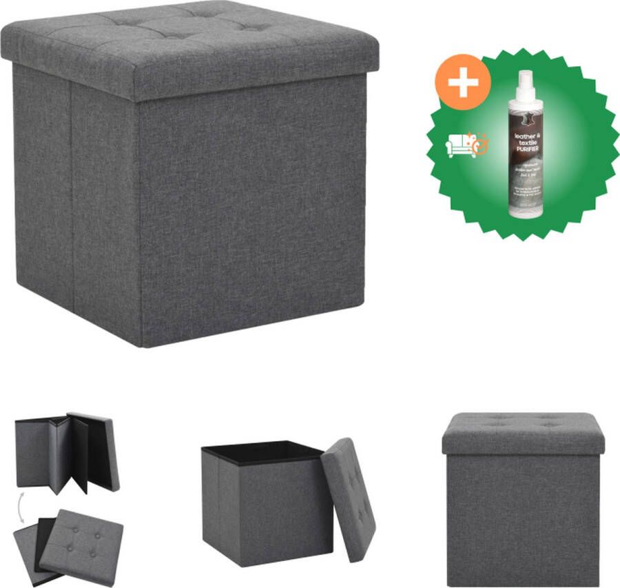 VidaXL Opbergkruk inklapbaar kunstlinnen donkergrijs Krukje Inclusief Reiniger
