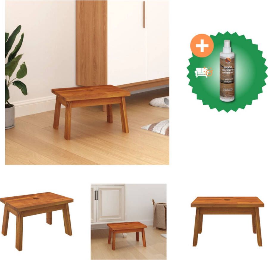 VidaXL Opstapkruk Massief acaciahout 38 x 26 x 22 cm 160 kg Krukje Inclusief Houtreiniger en verfrisser