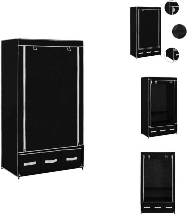 VidaXL Kledingkast Kledingkasten Kledingrek Kledingrekken Kledingkast 87x49x159 cm stof zwart
