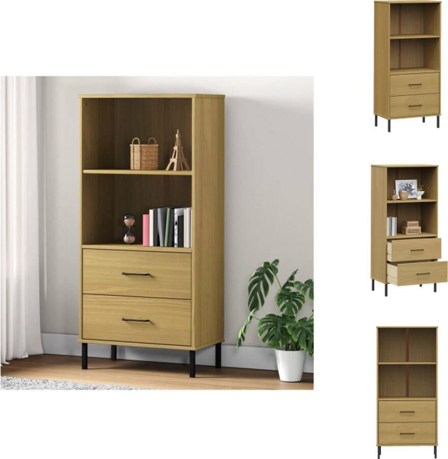 VidaXL Boekenkast Boekenkasten Boekenplank Boekenplanken Boekenkast met 2 lades OSLO 60x35x128 5 cm massief hout bruin
