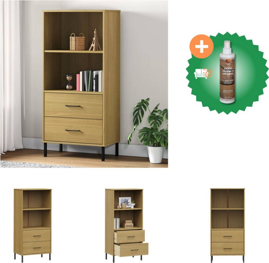 VidaXL OSLO Boekenkast 60 x 35 x 128.5 cm Massief grenenhout en metaal Kast Inclusief Houtreiniger en verfrisser