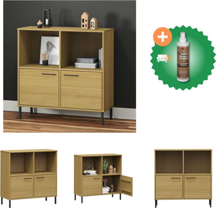 VidaXL Boekenkast met metalen poten OSLO 90x35x90-5 cm hout bruin Kast Inclusief Houtreiniger en verfrisser