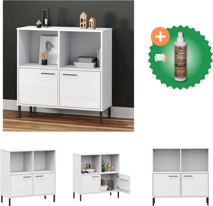 VidaXL Boekenkast met metalen poten OSLO 90x35x90-5 cm hout wit Kast Inclusief Houtreiniger en verfrisser