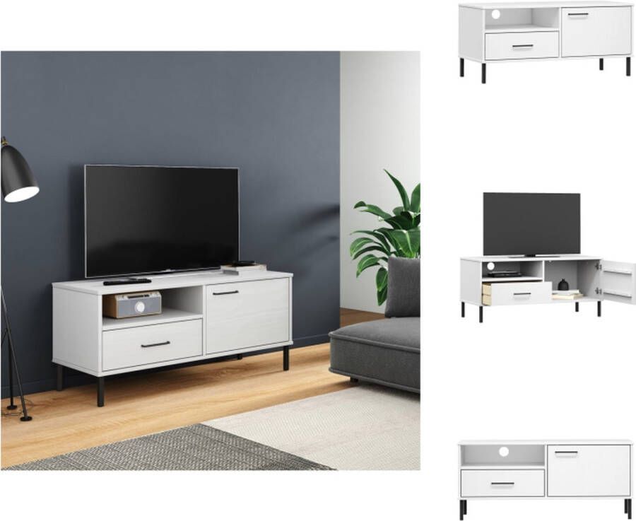 VidaXL Tv Kast Tv Kasten Tv-kast Tv-kasten Tv-meubel met metalen poten OSLO massief grenenhout wit