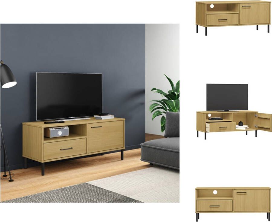 VidaXL Tv Kast Tv Kasten Tv-kast Tv-kasten Tv-meubel met metalen poten OSLO massief grenenhout bruin