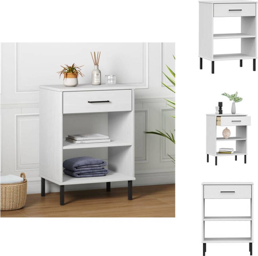 VidaXL Wandkast Wandkasten Kast Kasten Wandkast met metalen poten OSLO massief grenenhout wit