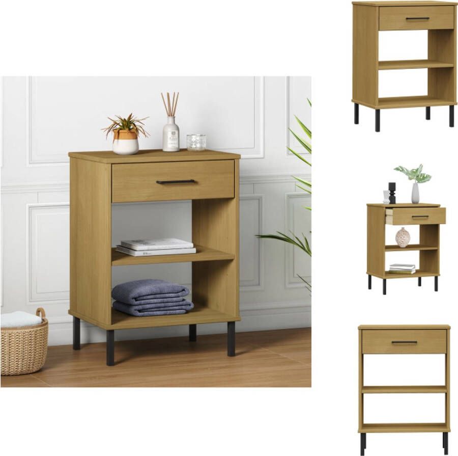 VidaXL Wandkast Wandkasten Kast Kasten Wandkast met metalen poten OSLO massief grenenhout bruin - Foto 2