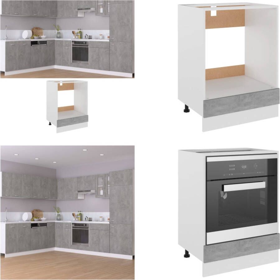 VidaXL Ovenkast Riga 60x46x81 5 cm bewerkt hout betongrijs Ovenkast Ovenkasten Keukenkast Keukenkasten