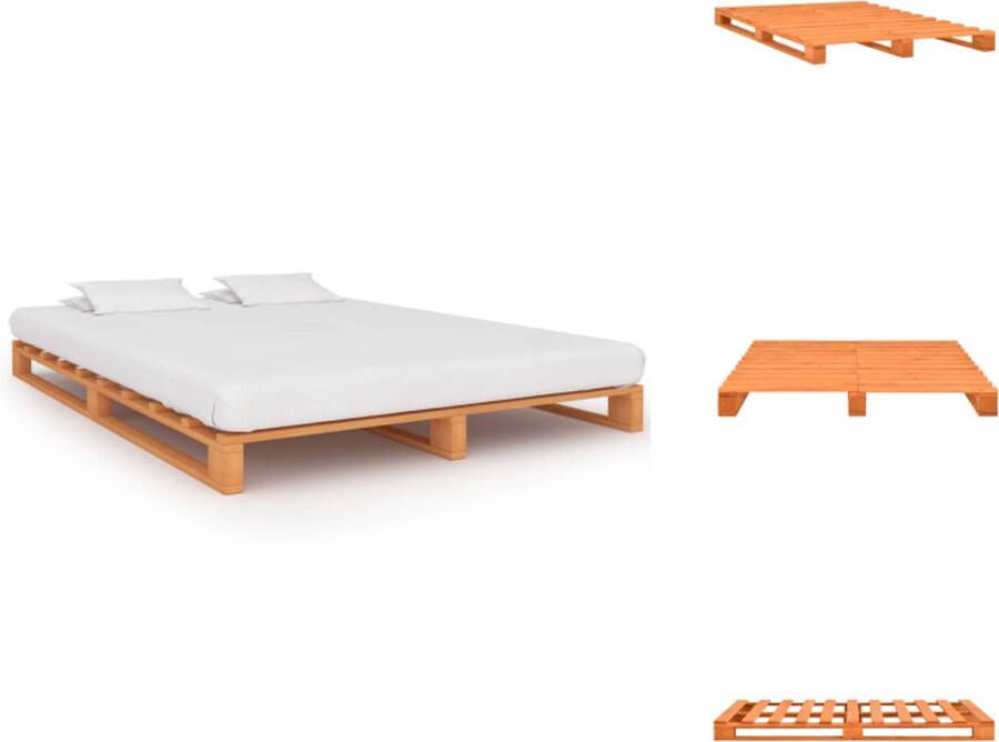 VidaXL Bed Bedden Slaapkamermeubel Bedframe pallet massief grenenhout bruin 180x200 cm - Foto 2
