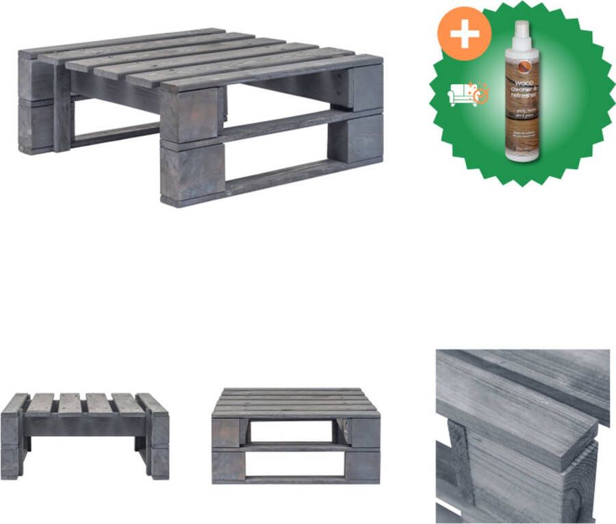 VidaXL Pallet Tuinpoef Grijs Geïmpregneerd Grenenhout 60 x 60 x 25 cm Duurzaam en Weerbestendig Poef Inclusief Houtreiniger en verfrisser