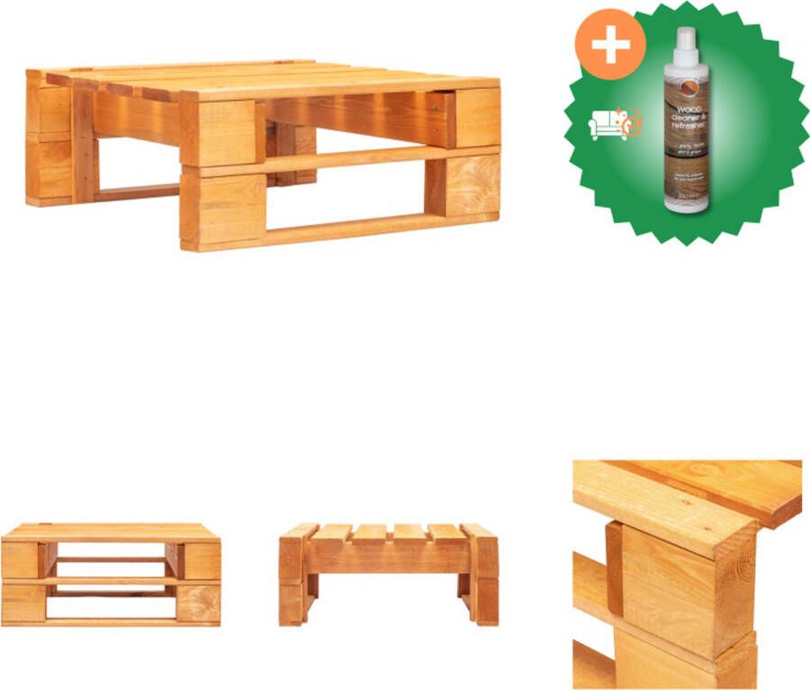 VidaXL Pallet Tuinpoef Houten Hocker 60 x 60 x 25 cm Grenenhout Poef Inclusief Houtreiniger en verfrisser