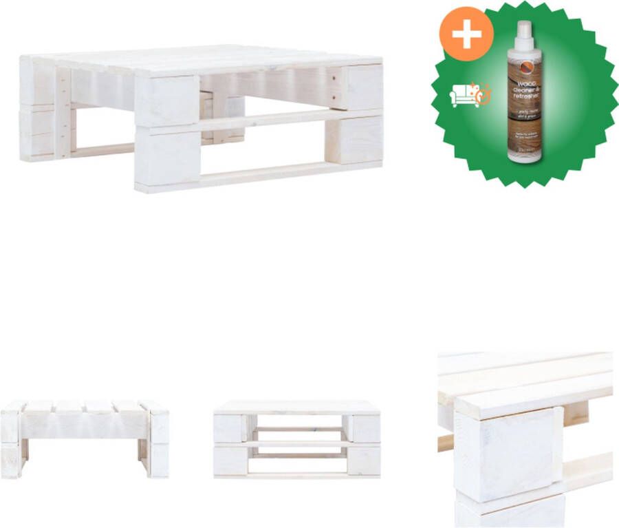 VidaXL Pallet Tuinpoef Wit 60x60x25 cm Geïmpregneerd grenenhout Poef Inclusief Houtreiniger en verfrisser