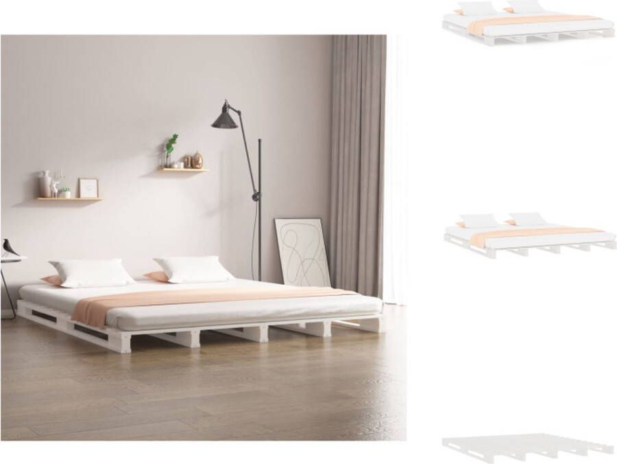 VidaXL Palletbed Palletbedden Bed Slaapkamermeubel Palletbed massief grenenhout wit 120x200 cm - Foto 2