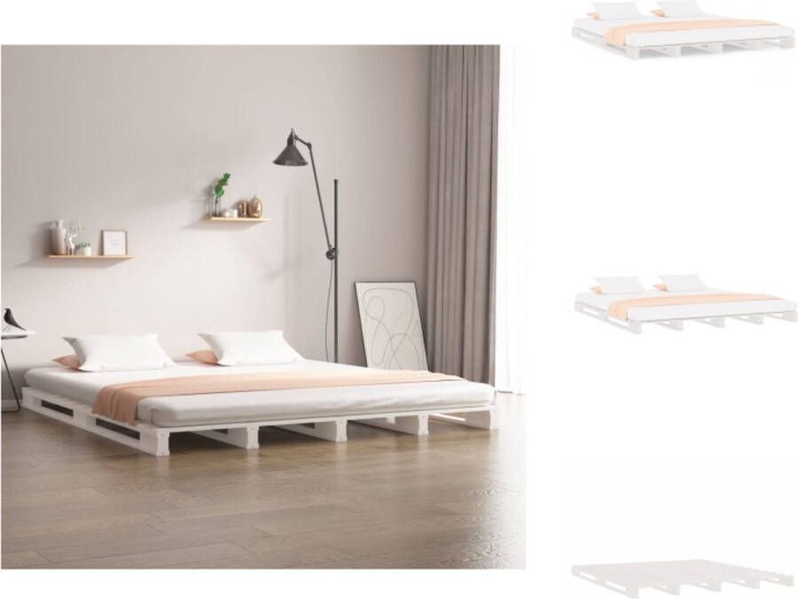 VidaXL Palletbed Palletbedden Bed Slaapkamermeubel Palletbed massief grenenhout wit 120x190 cm