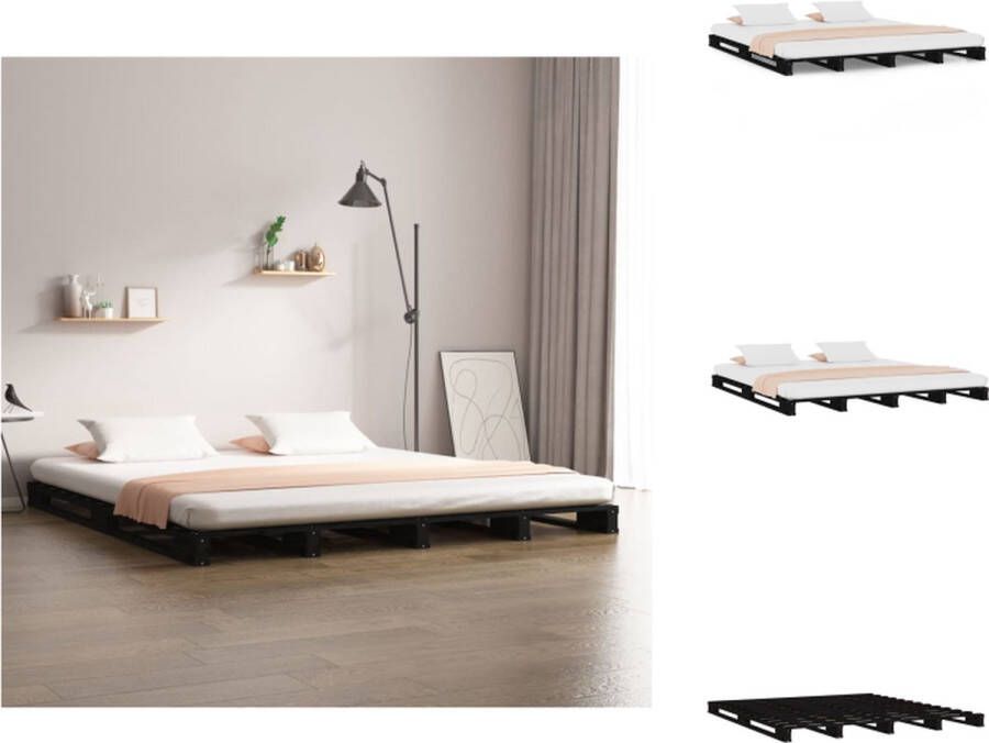 VidaXL Palletbed Palletbedden Bed Slaapkamermeubel Palletbed massief grenenhout zwart 140x190 cm - Foto 2