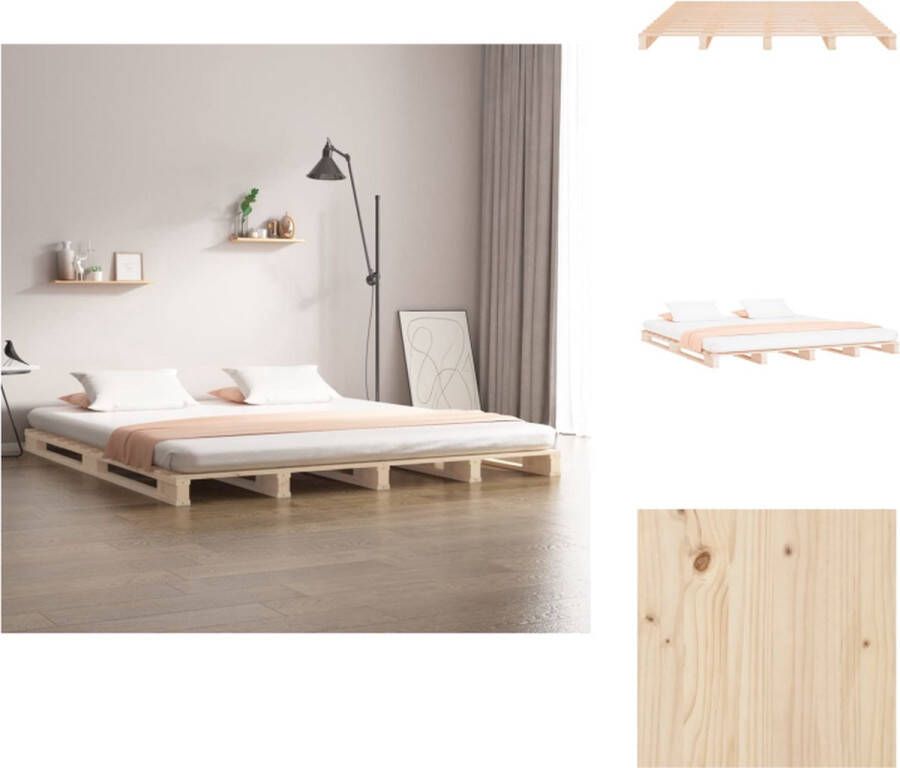 VidaXL Palletbed Massief grenenhout 190x135x11 cm Rustieke uitstraling Bed