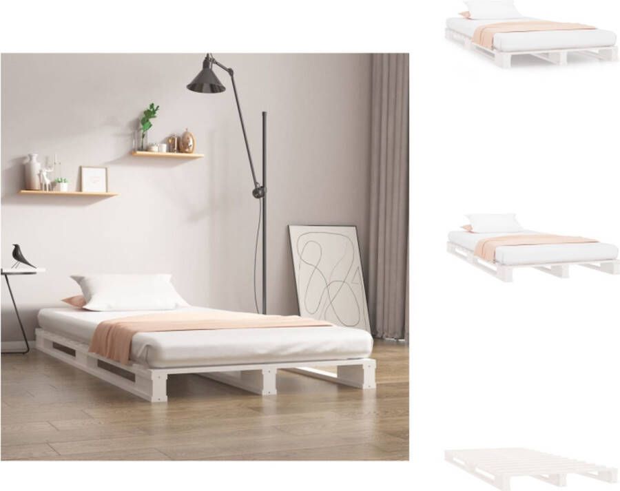 VidaXL Palletbed Palletbedden Bed Slaapkamermeubel Palletbed massief grenenhout wit 100x200 cm