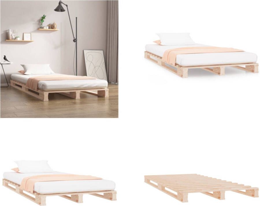 VidaXL Palletbed massief grenenhout 90x200 cm Palletbed Palletbedden Bed Slaapkamermeubel