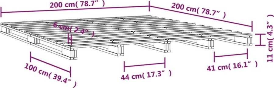 VidaXL -Palletbed-massief-grenenhout-grijs-200x200-cm - Foto 2