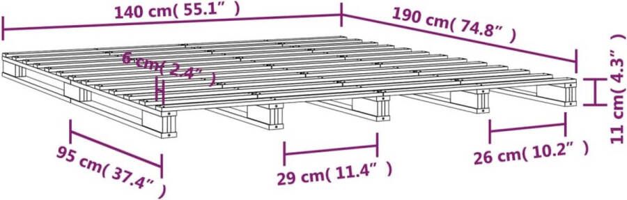 VidaXL -Palletbed-massief-grenenhout-honingbruin-140x190-cm - Foto 2