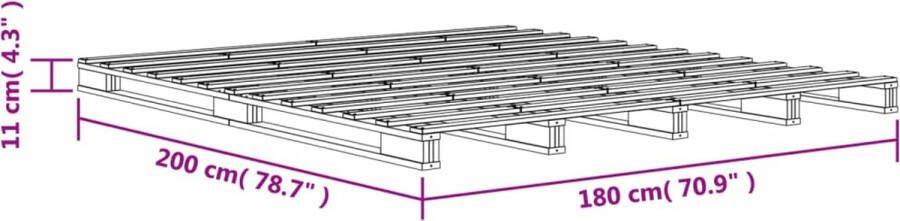 VidaXL -Palletbed-massief-grenenhout-wasbruin-180x200-cm - Foto 4