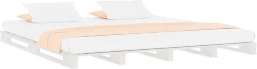 VidaXL -Palletbed-massief-grenenhout-wit-135x190-cm-4FT6-Double - Foto 2