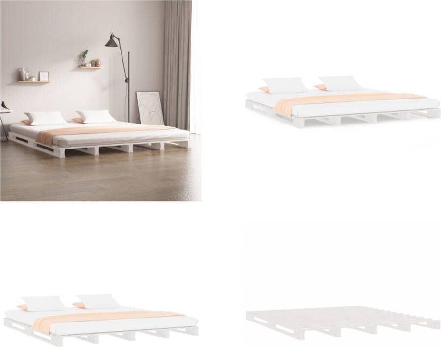 VidaXL Palletbed massief grenenhout wit 135x190 cm 4FT6 Double Palletbed Palletbedden Bed Slaapkamermeubel