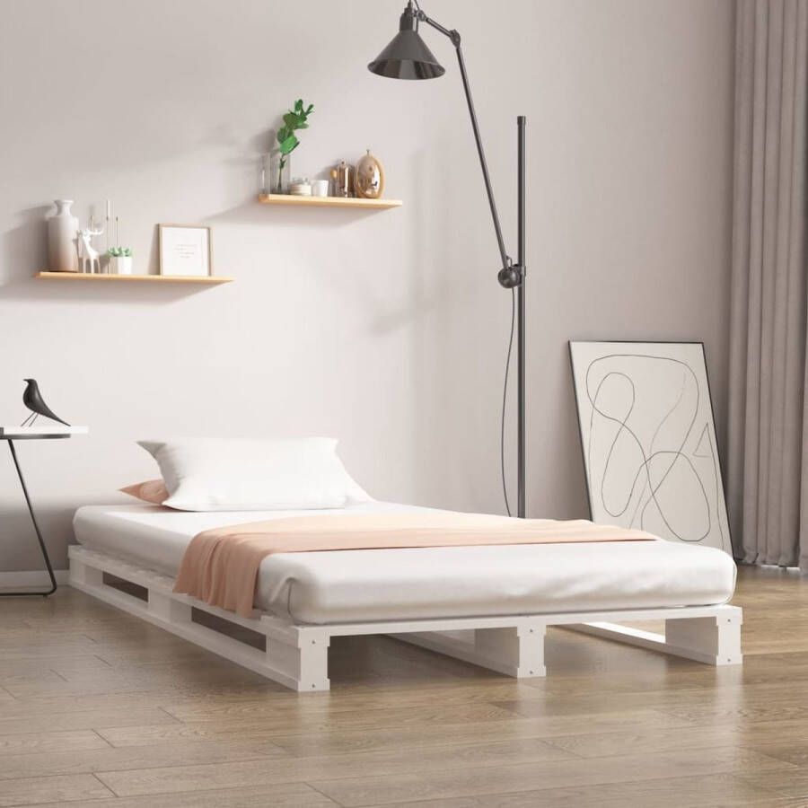 VidaXL -Palletbed-massief-grenenhout-wit-75x190-cm-2FT6-Small-Single - Foto 1