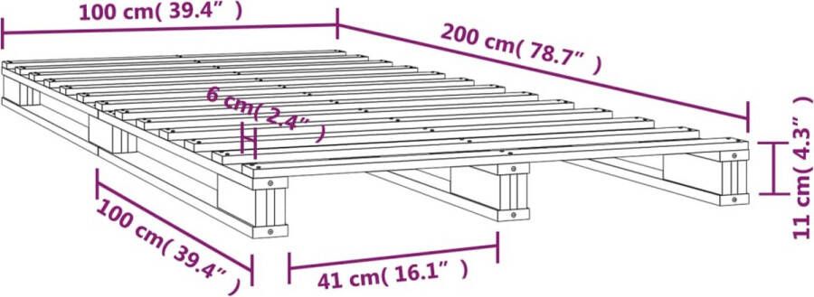VidaXL -Palletbed-massief-grenenhout-zwart-100x200-cm - Foto 2