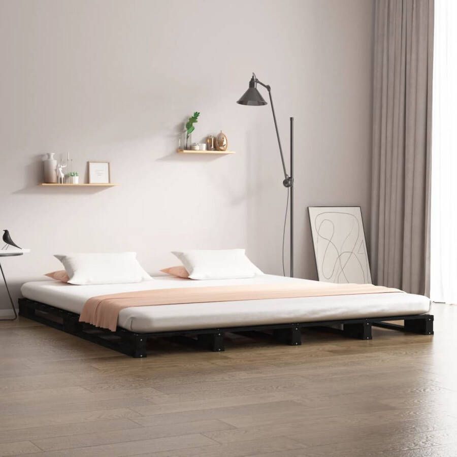 VidaXL -Palletbed-massief-grenenhout-zwart-160x200-cm - Foto 2
