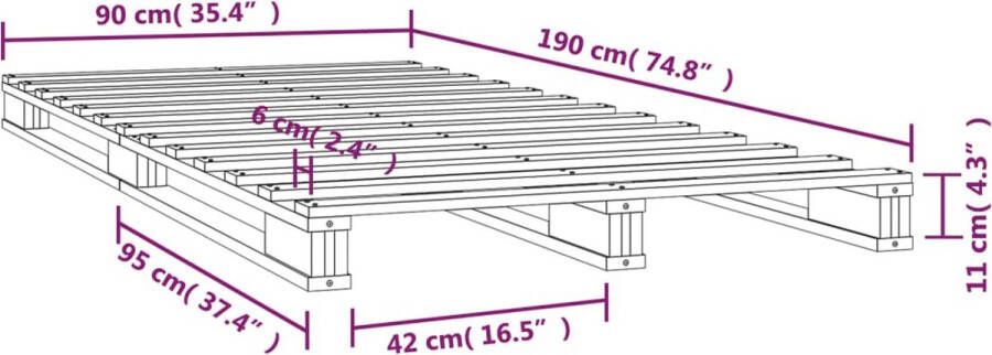 VidaXL -Palletbed-massief-grenenhout-zwart-90x190-cm-3FT-Single - Foto 2