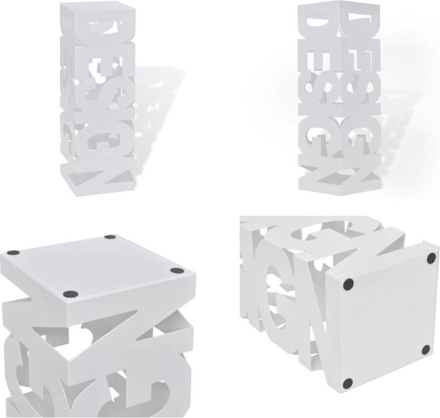 VidaXL Paraplu- en wandelstokhouder wit vierkant staal 48 5 cm Paraplubak Paraplubakken Paraplu Bak Paraplu Bakken - Foto 2