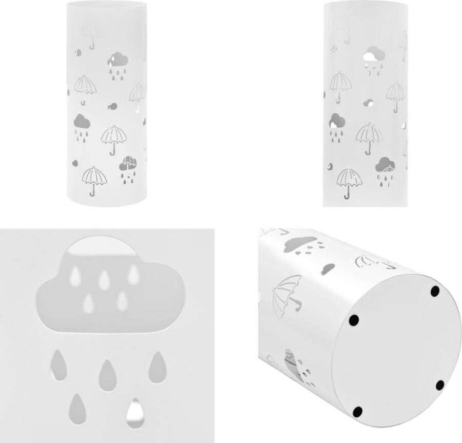 VidaXL Parapluhouder paraplu's staal wit Paraplubak Paraplubakken Paraplustandaard Paraplustandaards