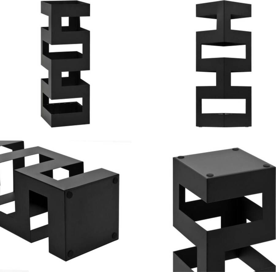 VidaXL Parapluhouder tetris staal zwart Paraplubak Paraplubakken Paraplustandaard Paraplustandaards