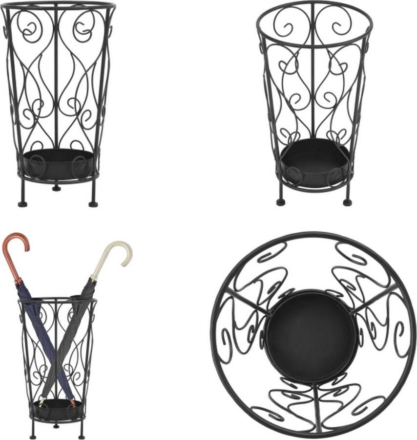 VidaXL Parapluhouder vintage stijl 26x46 cm metaal zwart Paraplubak Paraplubakken Paraplustandaard Paraplustandaards