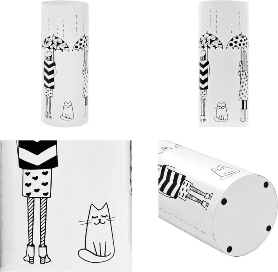 VidaXL Parapluhouder vrouwen staal wit Paraplubak Paraplubakken Paraplustandaard Paraplustandaards