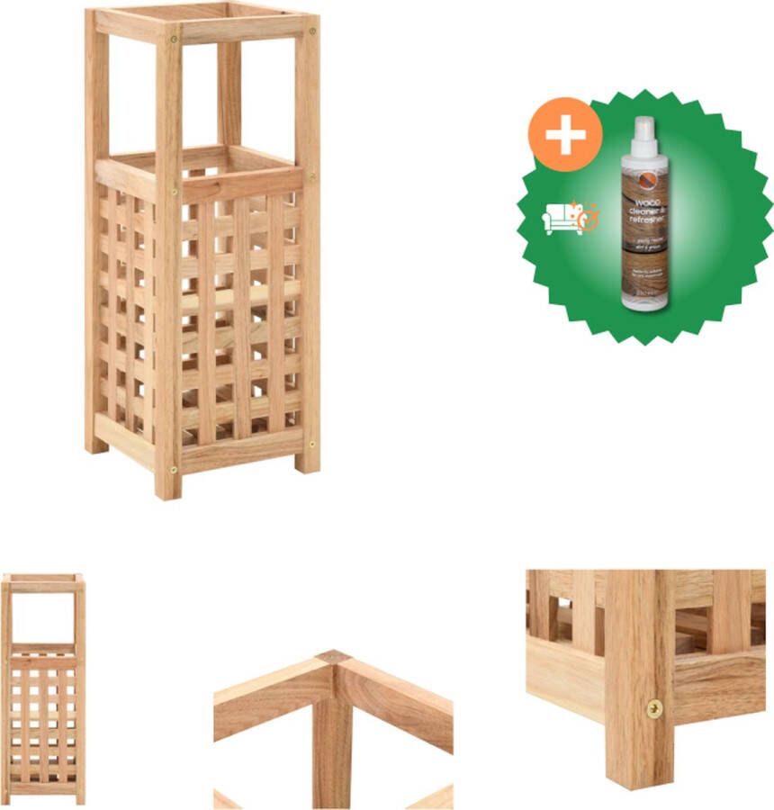 VidaXL Parapluhouder Walnotenhout en multiplex 18x18x50 cm Paraplubakhouder Inclusief Houtreiniger en verfrisser
