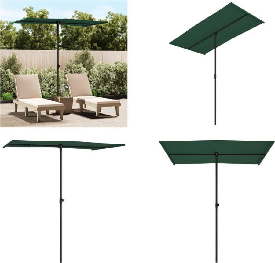 VidaXL Parasol met aluminium paal 180x110 cm groen Tuinparasol Parasol Buitenzonwering Terrasdecoratie Groene Parasol Parasols Tuinparasol Balkon Parasol - Foto 2