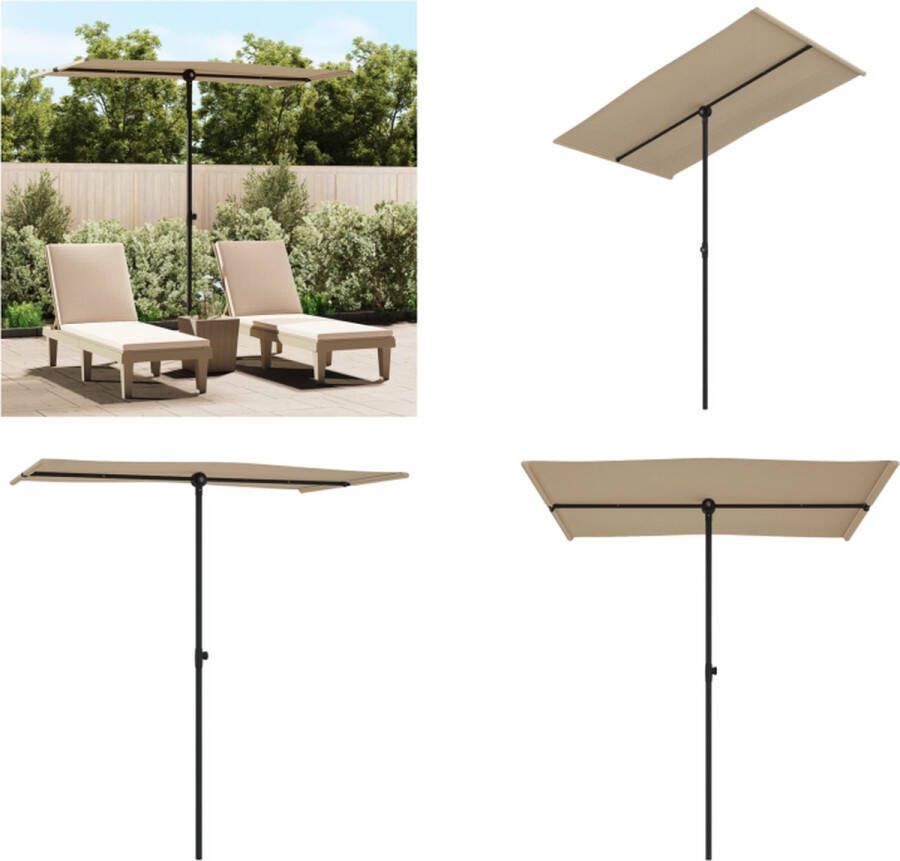 VidaXL Parasol met aluminium paal 180x110 cm taupe Zonnescherming Tuinset Terrasdecoratie Buitenleven Parasol Tuinaccessoires Zomer Parasol Parasols Tuinparasol Balkon Parasol