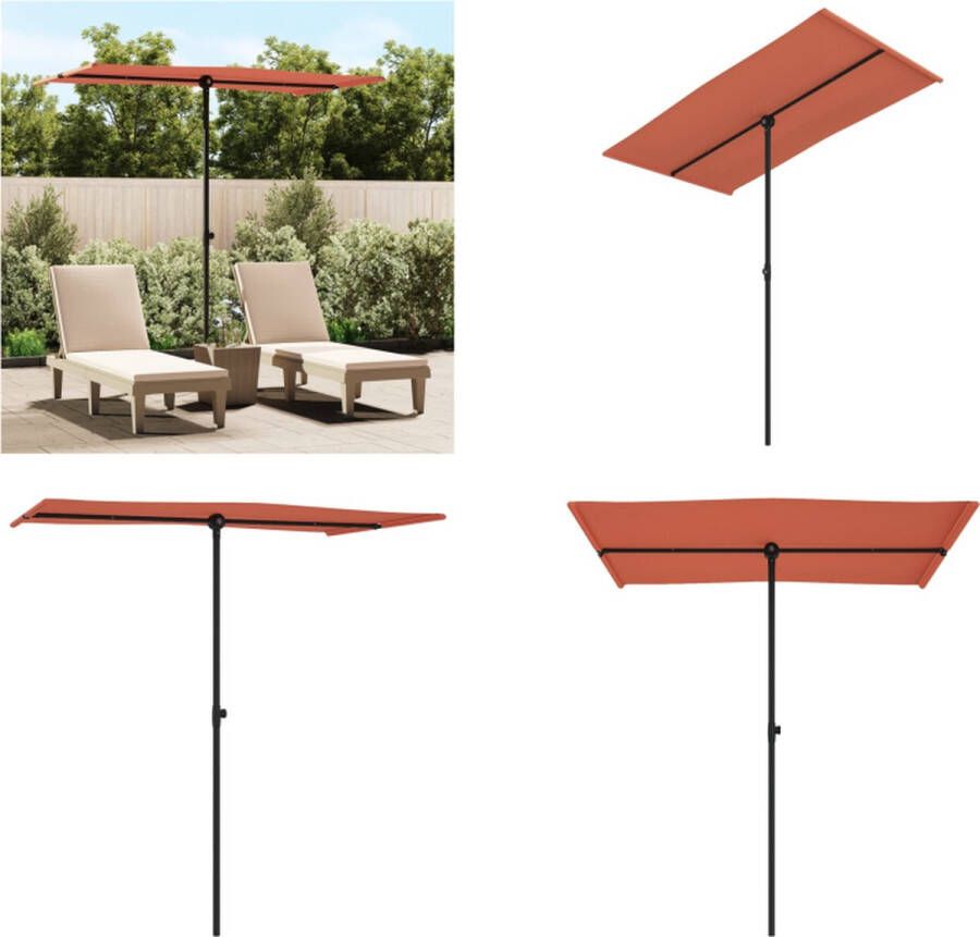 VidaXL Parasol met aluminium paal 180x110 cm terracottakleurig Tuinparasol Terraszonnescherm Parasol Buiten Zonnezegel Schaduwdoek Parasol Parasols Tuinparasol Balkon Parasol