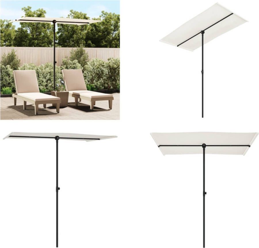 VidaXL Parasol met aluminium paal 180x110 cm zandwit Parasol Parasols Buitenparasol Buitenparasols