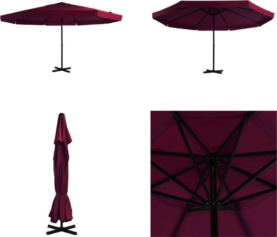 VidaXL Parasol met aluminium paal 500 cm bordeauxrood Zonnescherm Parasol Tuinset Buitenleven Terrasdecoratie Balkon Decoratie Zomeraccessoires Parasol Parasols Tuinparasol Tuinparasols