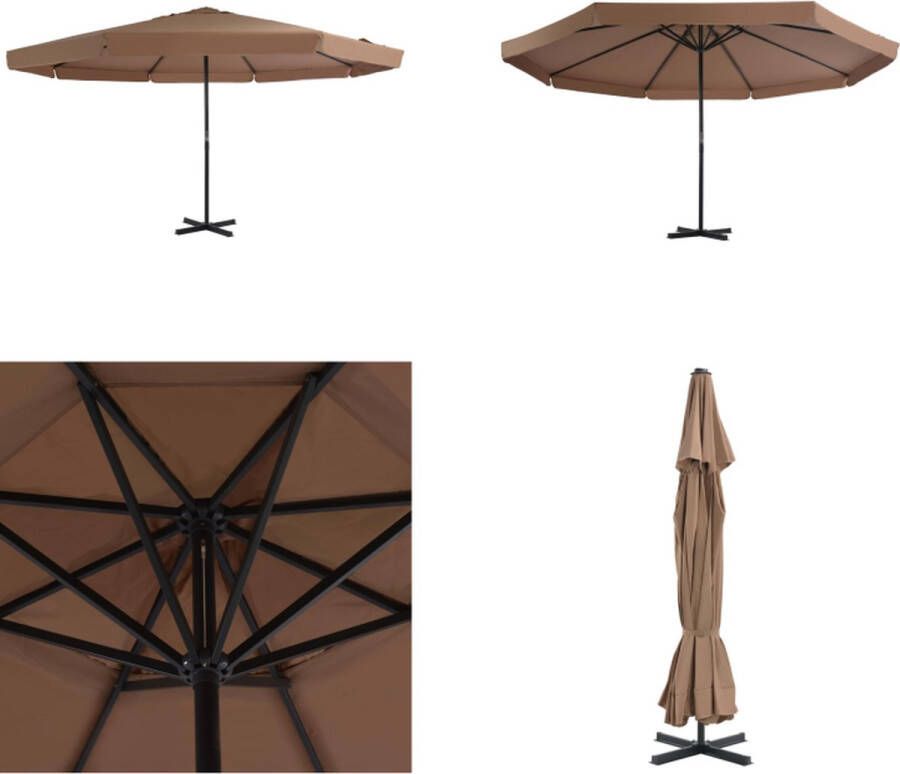 VidaXL Parasol met aluminium paal 500 cm taupe Hangende Parasol Tuinzomer Parasol Taupe Zonwering Buitenschilderij Patio Set Garden Furniture Parasol Parasols Tuinparasol Tuinparasols