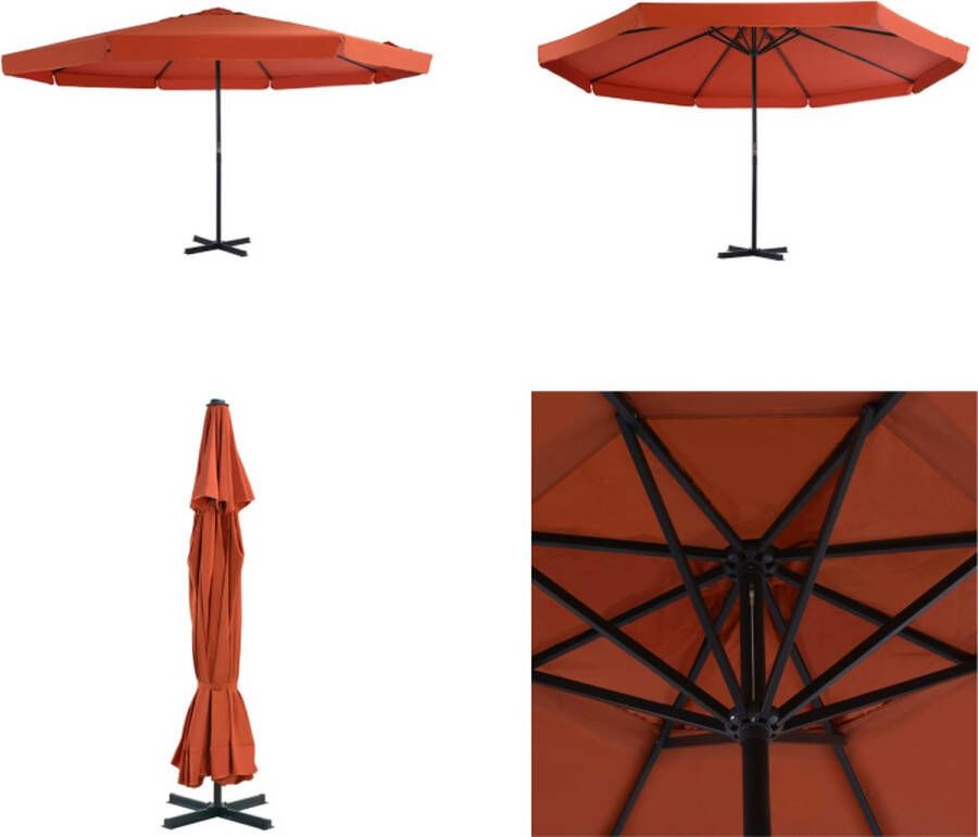 VidaXL Parasol met aluminium paal 500 cm terracottakleurig Tuinparasol Parasol Zonnebescherming Terrasdecoratie Buitenleven Aluminiumpaal Uv-bescherming Terracottatinten Parasol Parasols Tuinparasol Tuinparasols