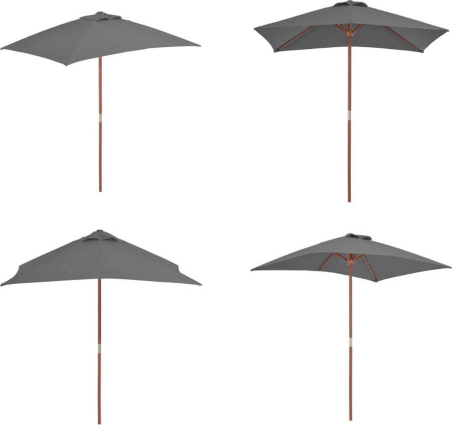 VidaXL Parasol met houten paal 150x200 cm antraciet Parasol Parasols Buitenparasol Buitenparasols