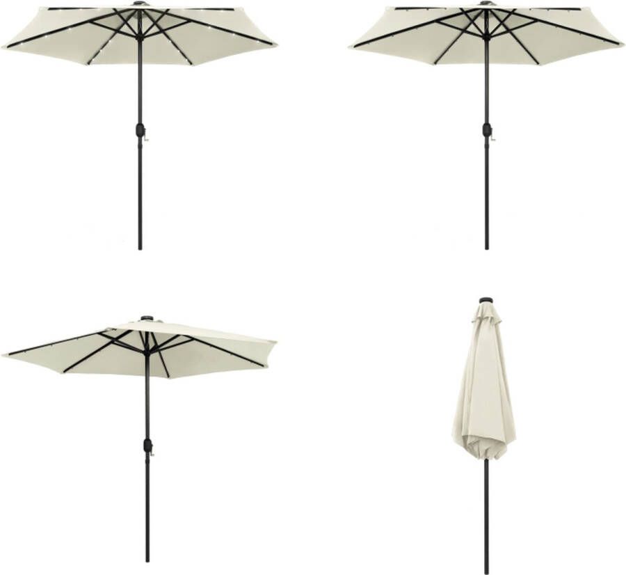 VidaXL Parasol met LED-verlichting en aluminium paal 270 cm zandwit Tuinparasol Parasol Strandparasol Zonnescherm Buitenschilderij Tuindecoratie Outdoor Decor Parasol Parasols Tuinparasol Balkon Parasol